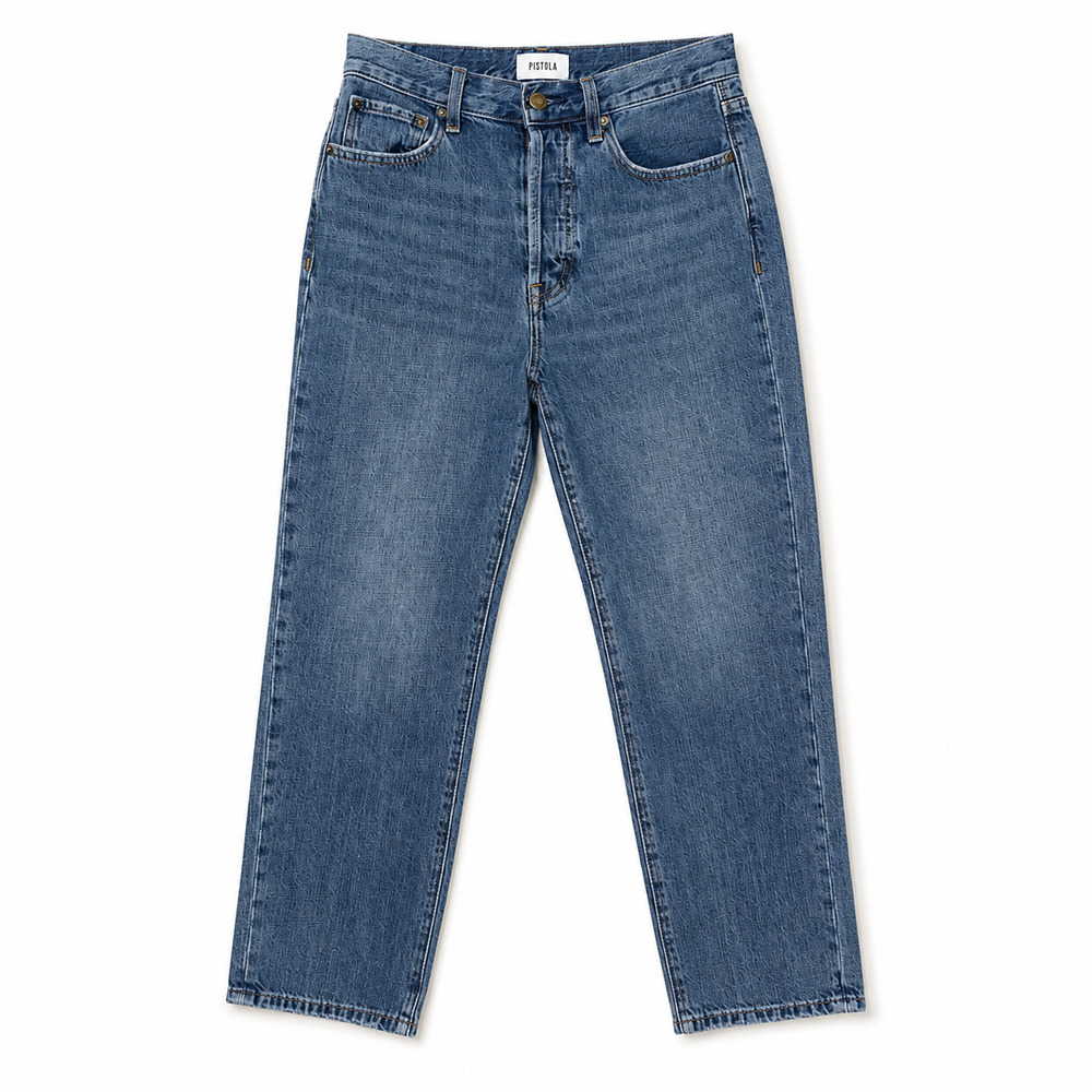 Pistola Charlie Jeans Womens 26 Blue Terrace Straight Leg Button Fly Distressed